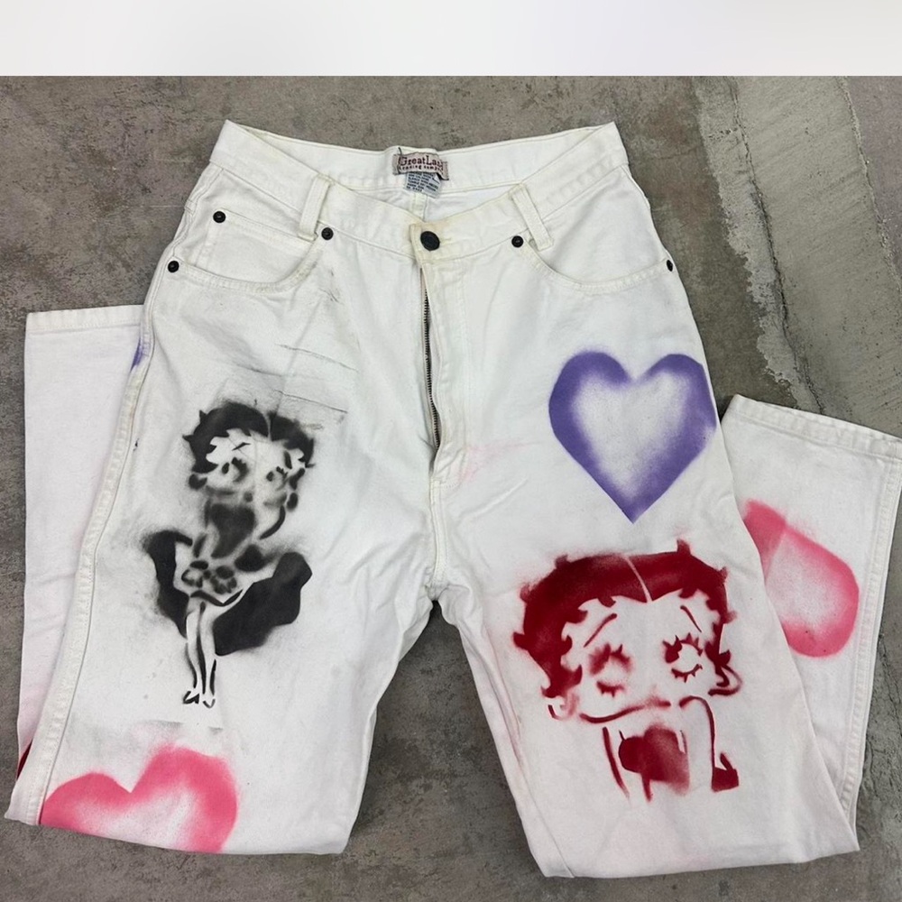 White Pants with Graphic Print